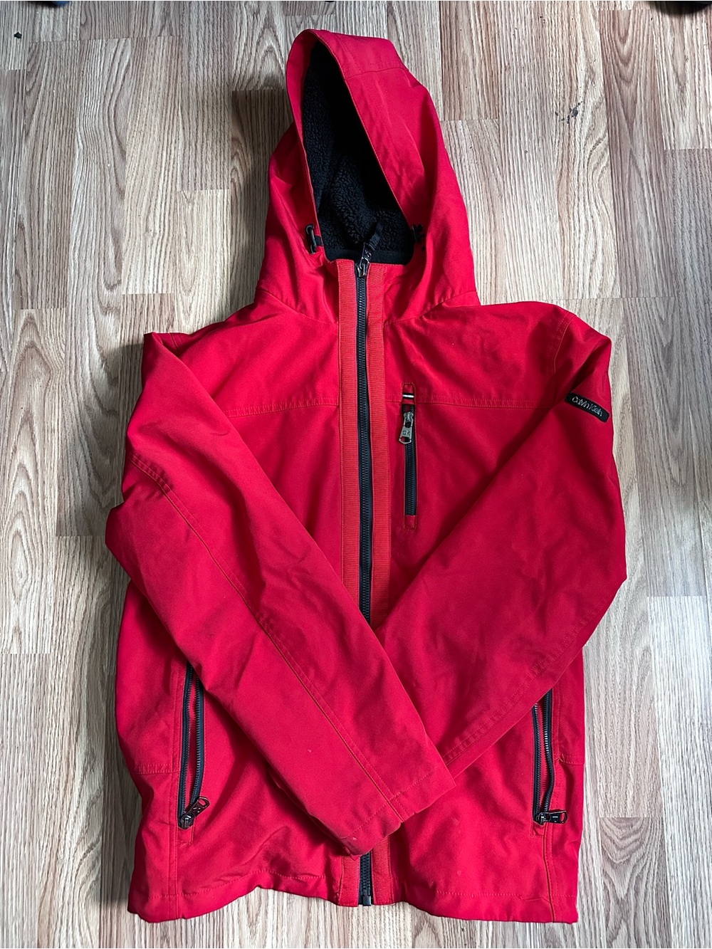 Calvin Klein Men's Red Hooded Raincoat